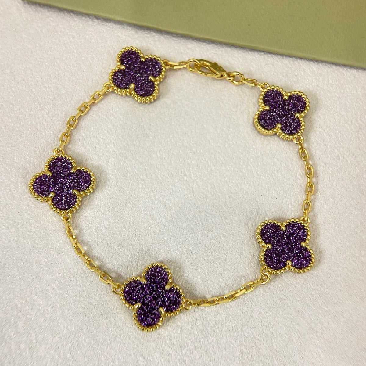 [Lumivibe]NEW PURPLE SAND-GOLD FOUR-LEAF CLOVER 5-FLOWER BRACELET