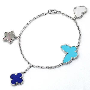 [LumiVibe]LUCKY SPRING SILVER BRACELET 4 MOTIF