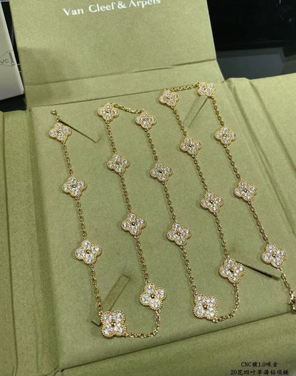 [LumiVibe]CLOVER 20 MOTIFS FULL-DIAMOND NECKLACE