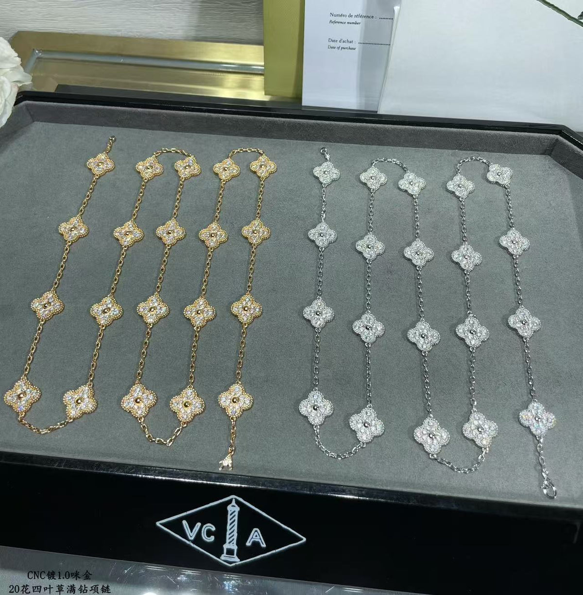 [LumiVibe]CLOVER 20 MOTIFS FULL-DIAMOND NECKLACE