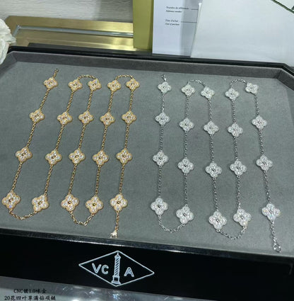 [LumiVibe]CLOVER 20 MOTIFS FULL-DIAMOND NECKLACE