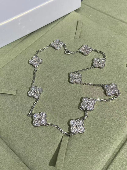 [LumiVibe]CLOVER 10 MOTIFS  FULL DIAMOND NECKLACE