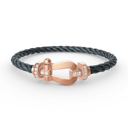 [LumiVibe]FORCE LARGE HORSESHOE HALF DIAMOND BRACELET ROSE GOLD