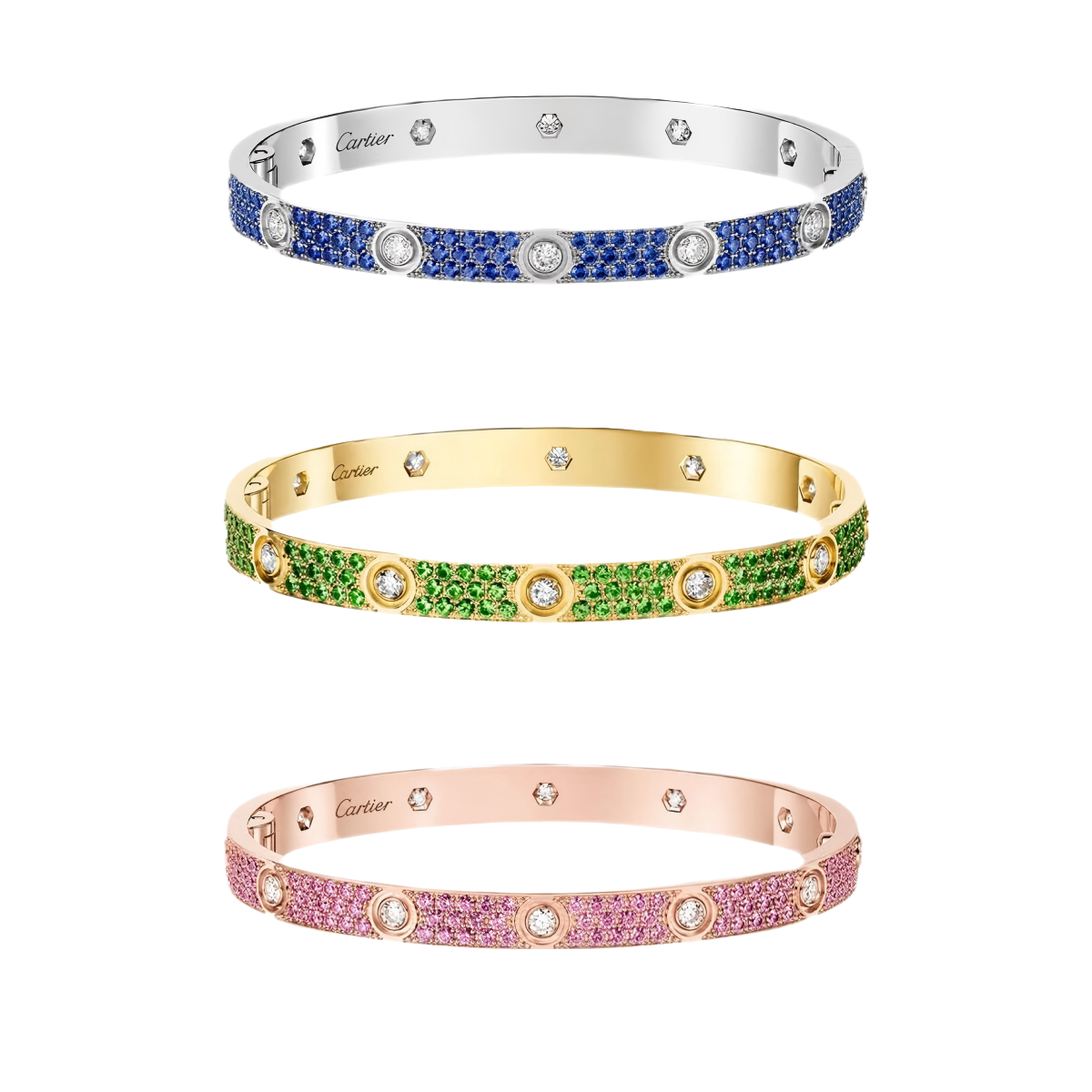 [LumiVibe]2026 PAVE GEMSTONE LOVE BRACELET 6.1MM 10 DIAMONDS