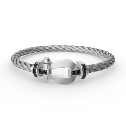 [LumiVibe]FORCE LARGE HORSESHOE BLACK DIAMOND BRACELET SILVER