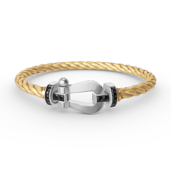[LumiVibe]FORCE LARGE HORSESHOE BLACK DIAMOND BRACELET SILVER