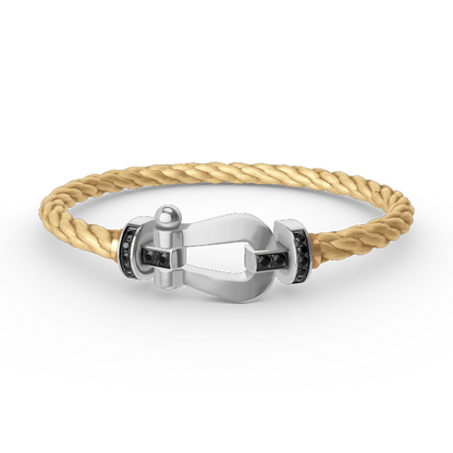 [LumiVibe]FORCE LARGE HORSESHOE BLACK DIAMOND BRACELET SILVER