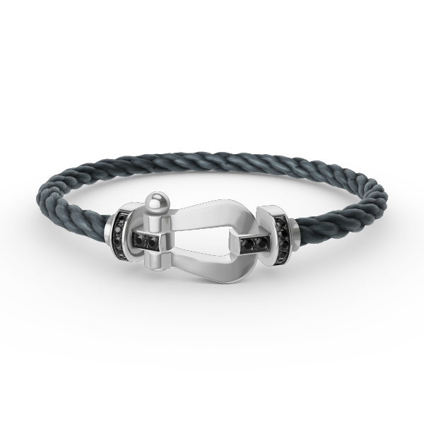 [LumiVibe]FORCE LARGE HORSESHOE BLACK DIAMOND BRACELET SILVER