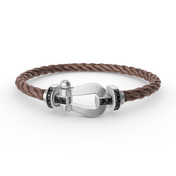 [LumiVibe]FORCE LARGE HORSESHOE BLACK DIAMOND BRACELET SILVER