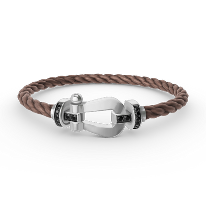 [LumiVibe]FORCE LARGE HORSESHOE BLACK DIAMOND BRACELET SILVER