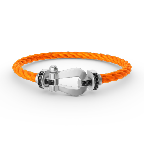 [LumiVibe]FORCE LARGE HORSESHOE BLACK DIAMOND BRACELET SILVER