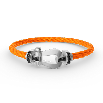 [LumiVibe]FORCE LARGE HORSESHOE BLACK DIAMOND BRACELET SILVER
