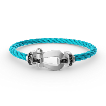 [LumiVibe]FORCE LARGE HORSESHOE BLACK DIAMOND BRACELET SILVER