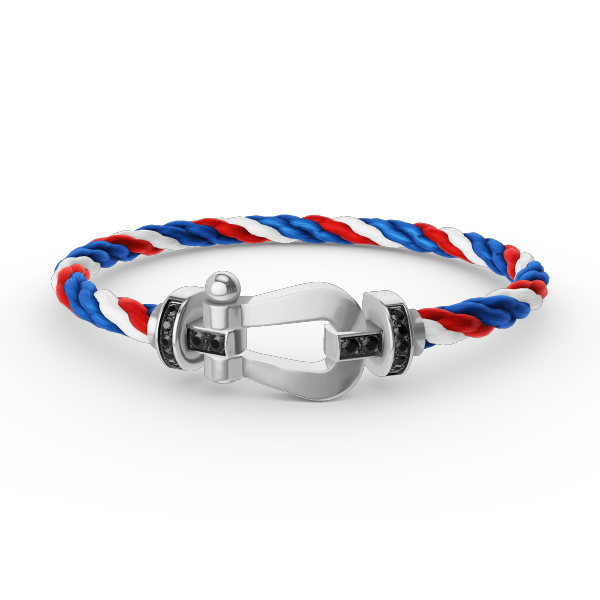 [LumiVibe]FORCE LARGE HORSESHOE BLACK DIAMOND BRACELET SILVER