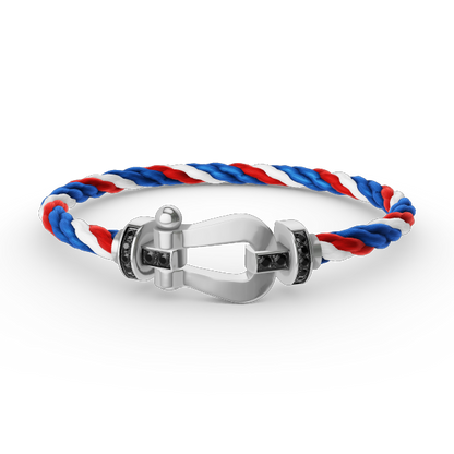[LumiVibe]FORCE LARGE HORSESHOE BLACK DIAMOND BRACELET SILVER