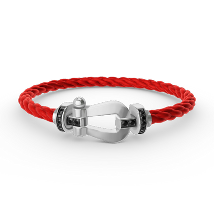 [LumiVibe]FORCE LARGE HORSESHOE BLACK DIAMOND BRACELET SILVER
