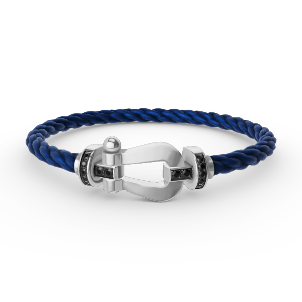 [LumiVibe]FORCE LARGE HORSESHOE BLACK DIAMOND BRACELET SILVER