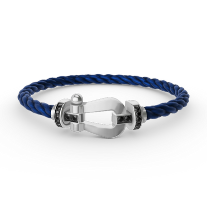 [LumiVibe]FORCE LARGE HORSESHOE BLACK DIAMOND BRACELET SILVER