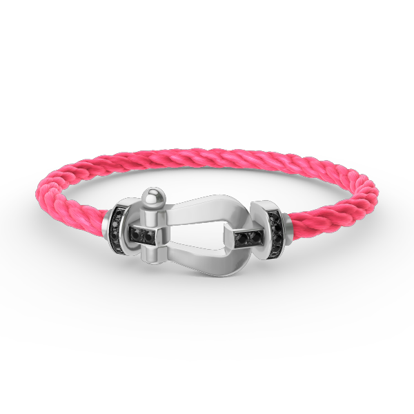 [LumiVibe]FORCE LARGE HORSESHOE BLACK DIAMOND BRACELET SILVER