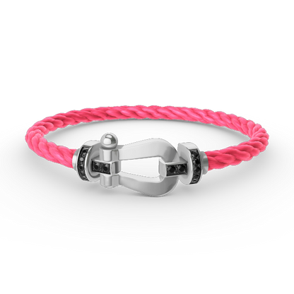 [LumiVibe]FORCE LARGE HORSESHOE BLACK DIAMOND BRACELET SILVER