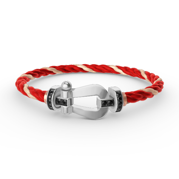 [LumiVibe]FORCE LARGE HORSESHOE BLACK DIAMOND BRACELET SILVER
