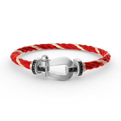 [LumiVibe]FORCE LARGE HORSESHOE BLACK DIAMOND BRACELET SILVER