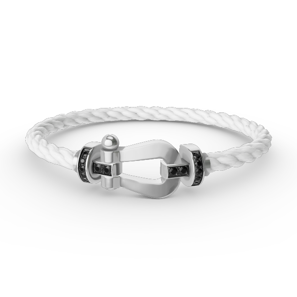 [LumiVibe]FORCE LARGE HORSESHOE BLACK DIAMOND BRACELET SILVER