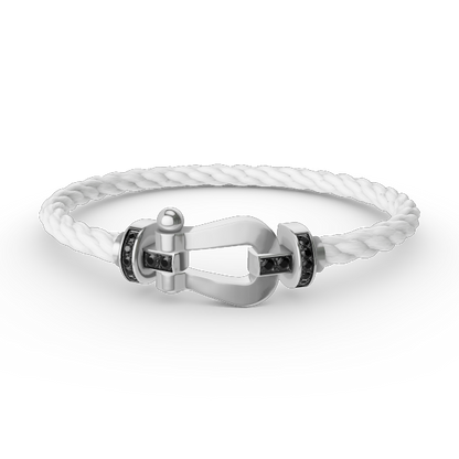 [LumiVibe]FORCE LARGE HORSESHOE BLACK DIAMOND BRACELET SILVER