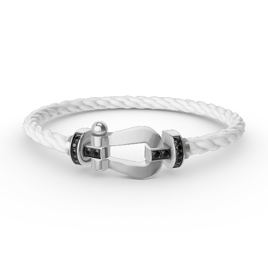 [LumiVibe]FORCE LARGE HORSESHOE BLACK DIAMOND BRACELET SILVER