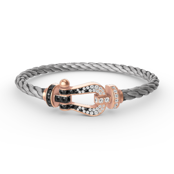 [LumiVibe]FORCE LARGE HORSESHOE BLACK WHITE DIAMOND BRACELET ROSE GOLD
