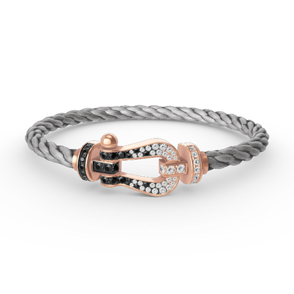 [LumiVibe]FORCE LARGE HORSESHOE BLACK WHITE DIAMOND BRACELET ROSE GOLD