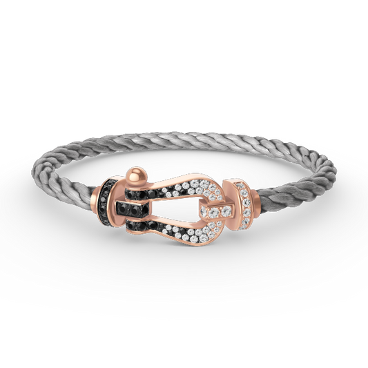 [LumiVibe]FORCE LARGE HORSESHOE BLACK WHITE DIAMOND BRACELET ROSE GOLD