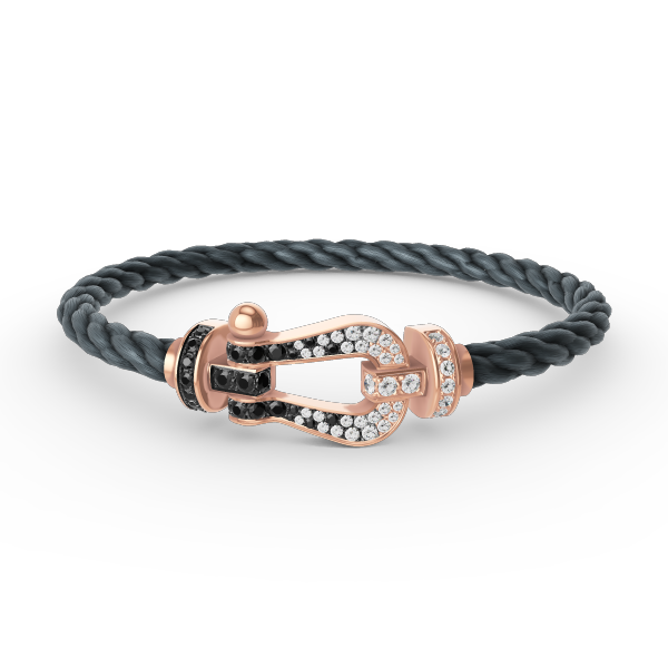 [LumiVibe]FORCE LARGE HORSESHOE BLACK WHITE DIAMOND BRACELET ROSE GOLD