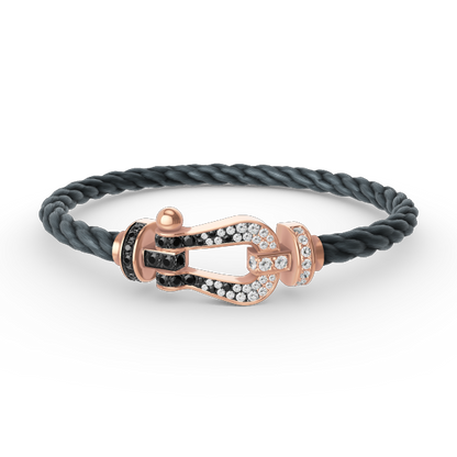 [LumiVibe]FORCE LARGE HORSESHOE BLACK WHITE DIAMOND BRACELET ROSE GOLD