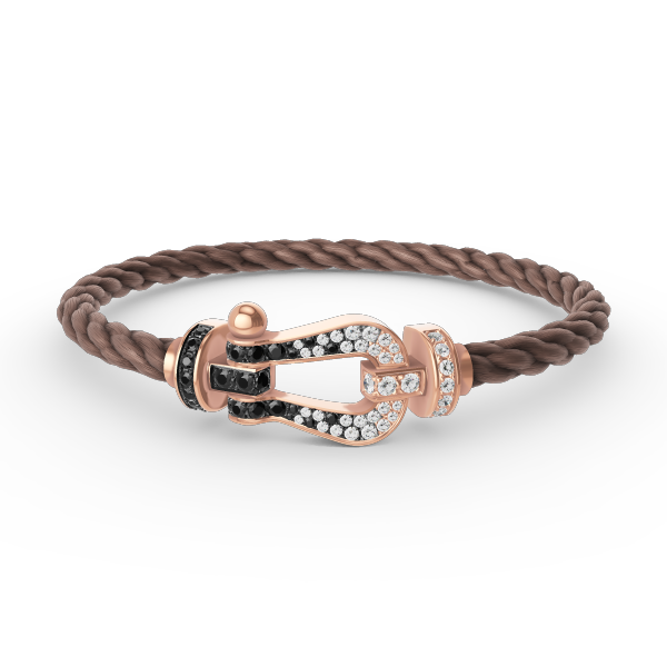 [LumiVibe]FORCE LARGE HORSESHOE BLACK WHITE DIAMOND BRACELET ROSE GOLD