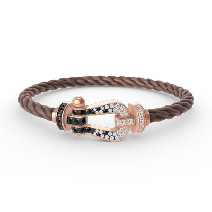 [LumiVibe]FORCE LARGE HORSESHOE BLACK WHITE DIAMOND BRACELET ROSE GOLD