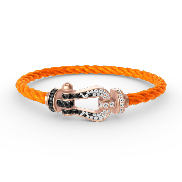 [LumiVibe]FORCE LARGE HORSESHOE BLACK WHITE DIAMOND BRACELET ROSE GOLD