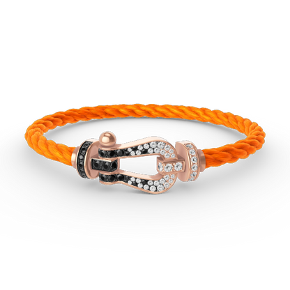 [LumiVibe]FORCE LARGE HORSESHOE BLACK WHITE DIAMOND BRACELET ROSE GOLD