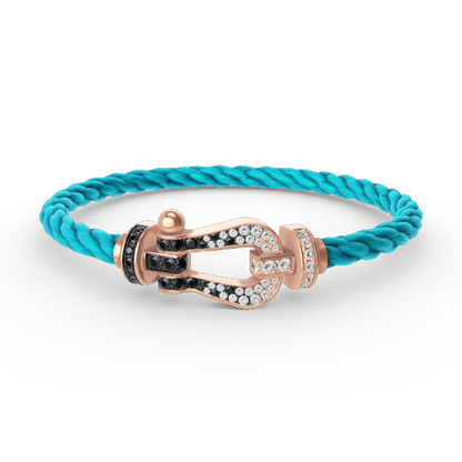 [LumiVibe]FORCE LARGE HORSESHOE BLACK WHITE DIAMOND BRACELET ROSE GOLD