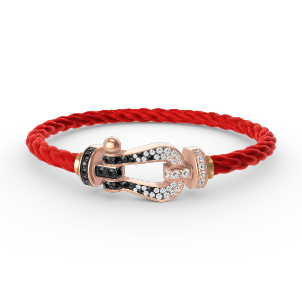 [LumiVibe]FORCE LARGE HORSESHOE BLACK WHITE DIAMOND BRACELET ROSE GOLD