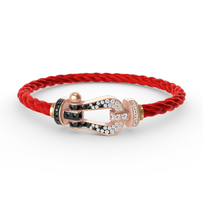 [LumiVibe]FORCE LARGE HORSESHOE BLACK WHITE DIAMOND BRACELET ROSE GOLD