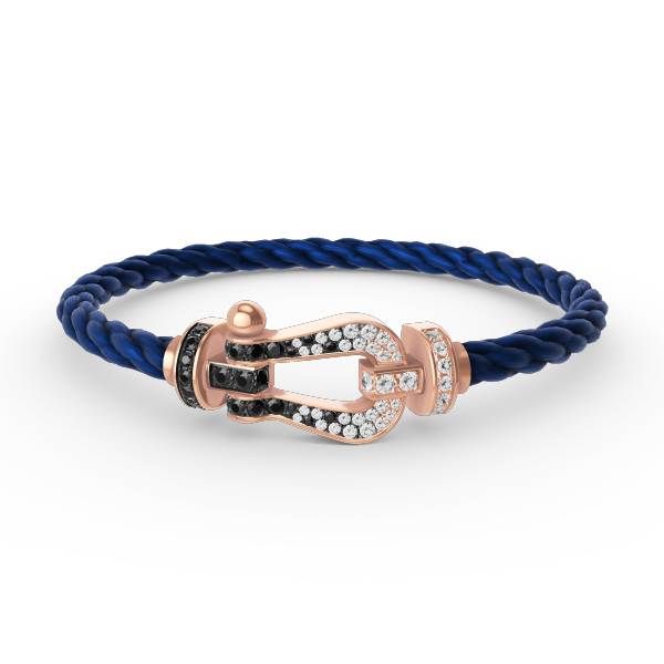 [LumiVibe]FORCE LARGE HORSESHOE BLACK WHITE DIAMOND BRACELET ROSE GOLD