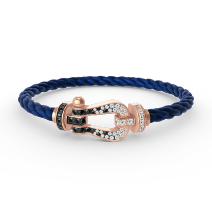 [LumiVibe]FORCE LARGE HORSESHOE BLACK WHITE DIAMOND BRACELET ROSE GOLD