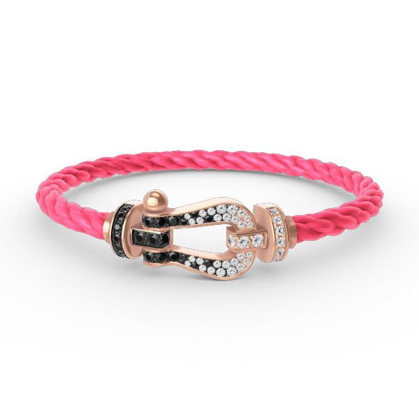 [LumiVibe]FORCE LARGE HORSESHOE BLACK WHITE DIAMOND BRACELET ROSE GOLD