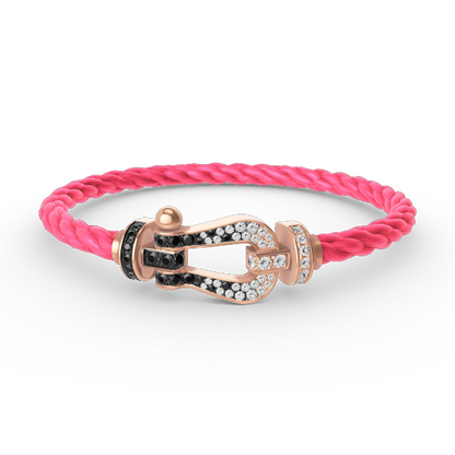 [LumiVibe]FORCE LARGE HORSESHOE BLACK WHITE DIAMOND BRACELET ROSE GOLD