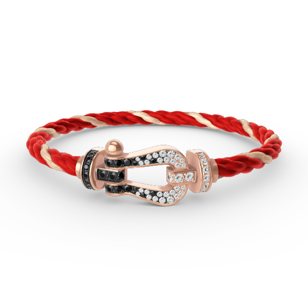 [LumiVibe]FORCE LARGE HORSESHOE BLACK WHITE DIAMOND BRACELET ROSE GOLD