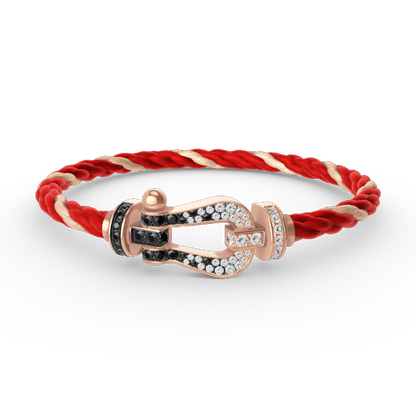 [LumiVibe]FORCE LARGE HORSESHOE BLACK WHITE DIAMOND BRACELET ROSE GOLD