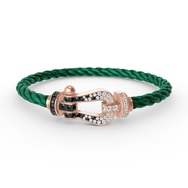 [LumiVibe]FORCE LARGE HORSESHOE BLACK WHITE DIAMOND BRACELET ROSE GOLD