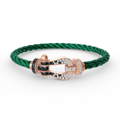 [LumiVibe]FORCE LARGE HORSESHOE BLACK WHITE DIAMOND BRACELET ROSE GOLD