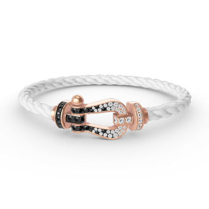 [LumiVibe]FORCE LARGE HORSESHOE BLACK WHITE DIAMOND BRACELET ROSE GOLD